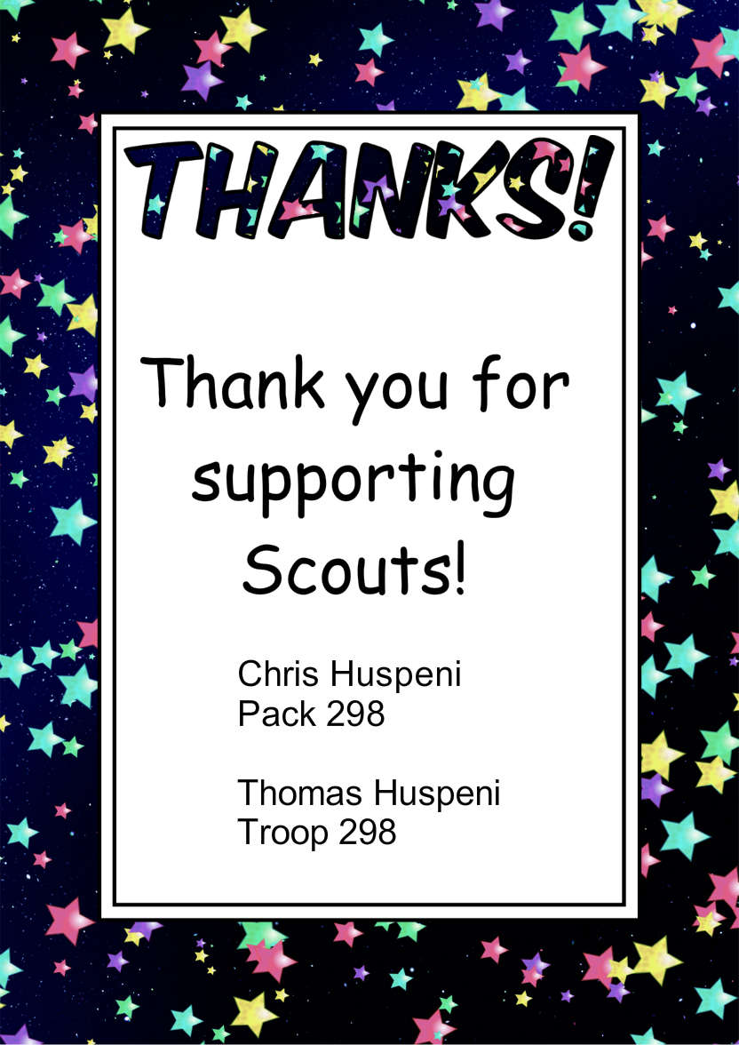 Thank You Stars Card Front - card made with Crafty Bob's Card Creator