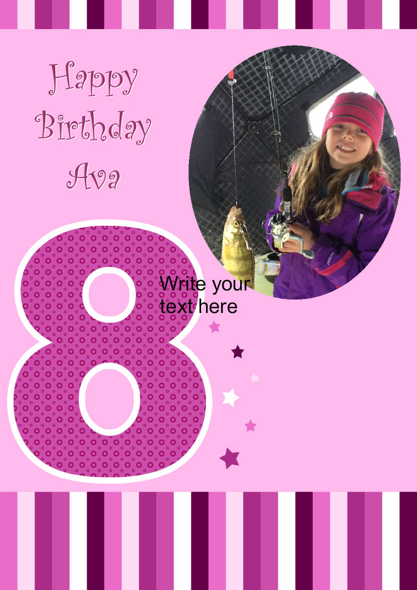 Age 8 Photo Card Girl - card made with Crafty Bob's Card Creator