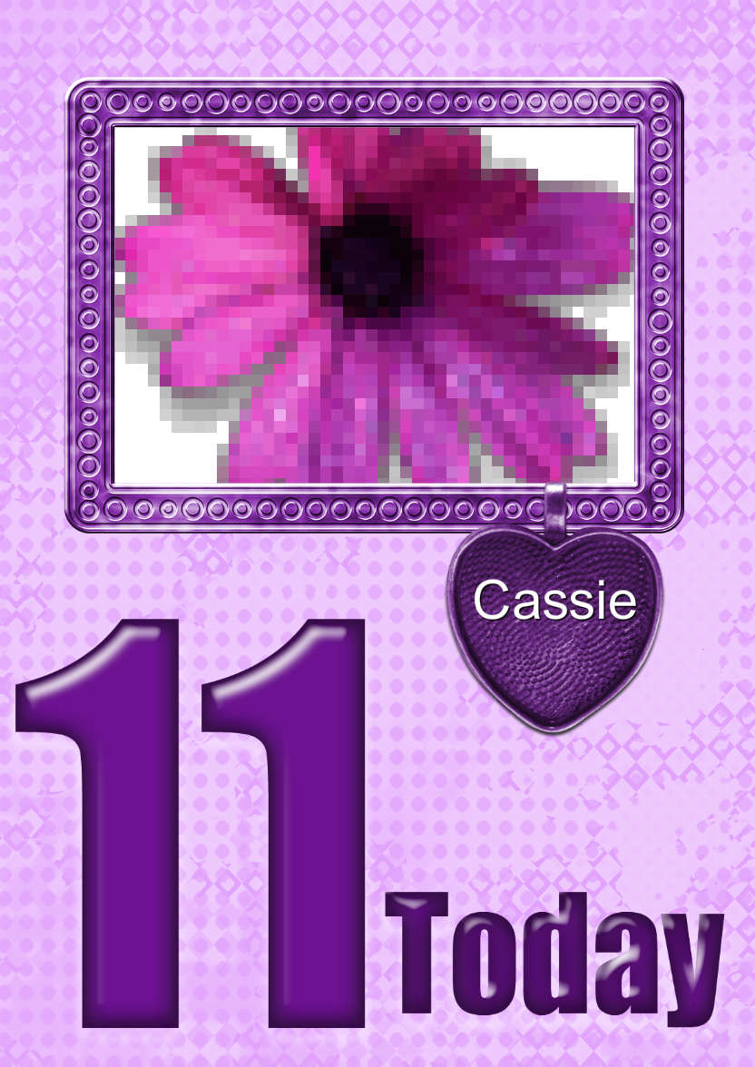Age 11 Birthday Photo Card Girls - card made with Crafty Bob's Card Creator