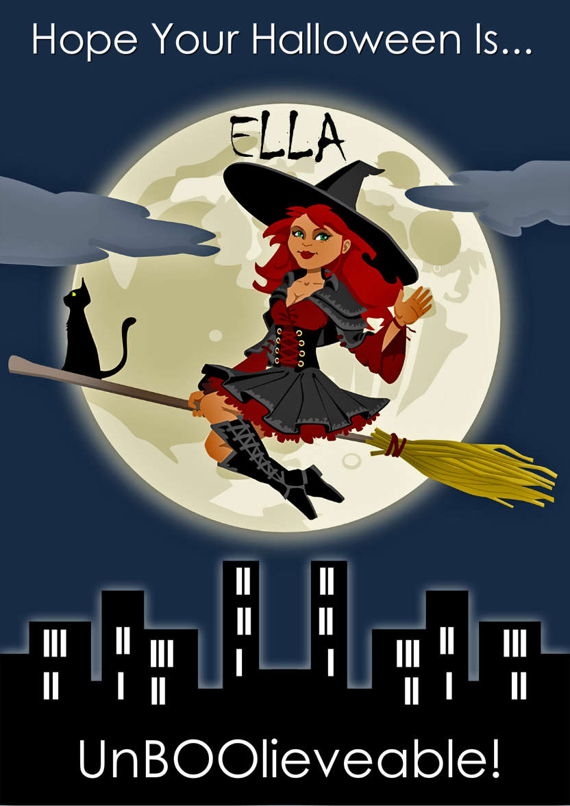 Witch Flying in the Night Sky - card made with Crafty Bob's Card Creator