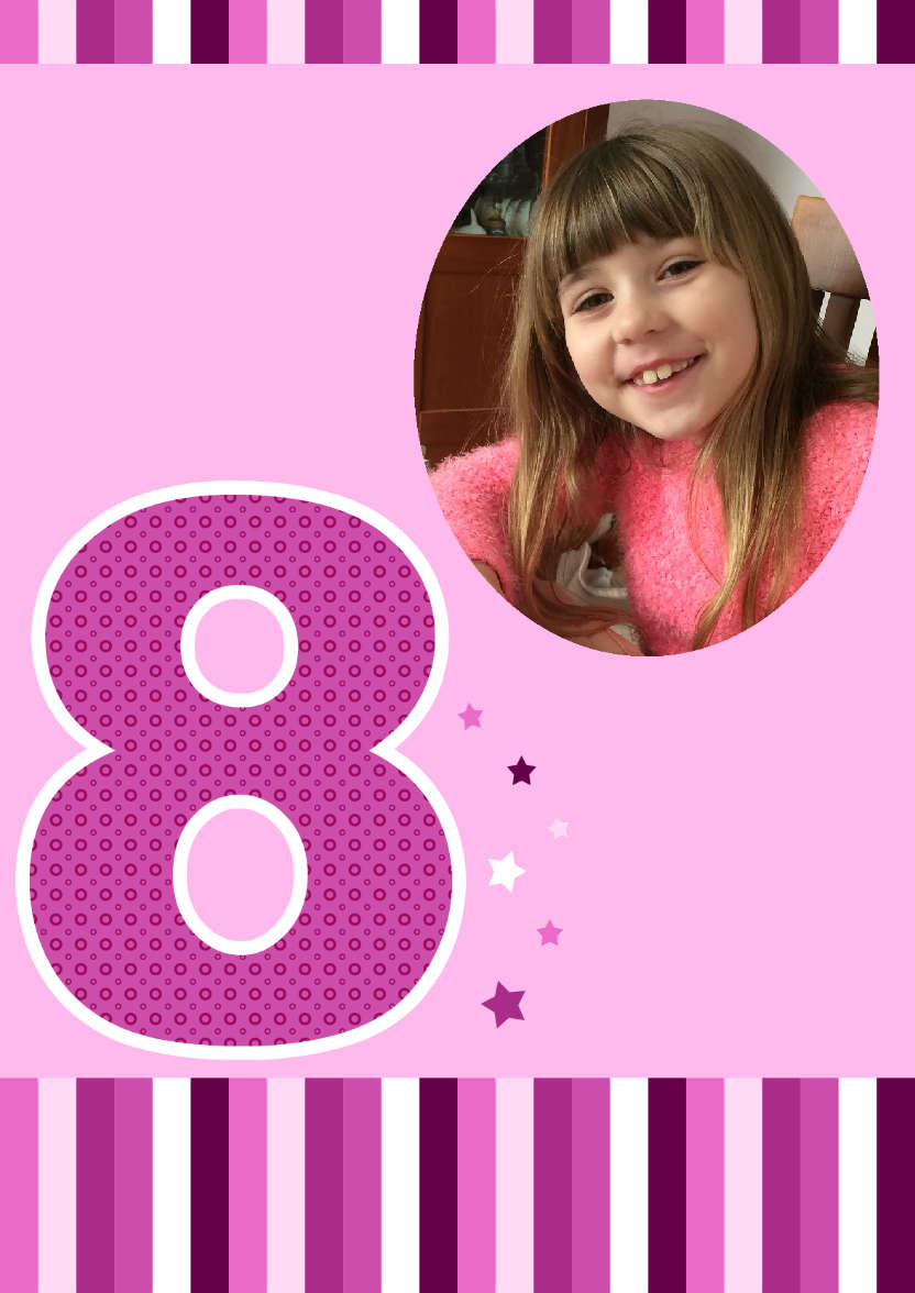 Age 8 Photo Card Girl - card made with Crafty Bob's Card Creator