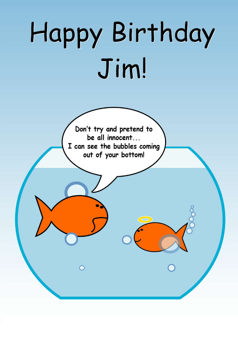 Naughty Goldfish Humorous Card - card made with Crafty Bob's Card Creator