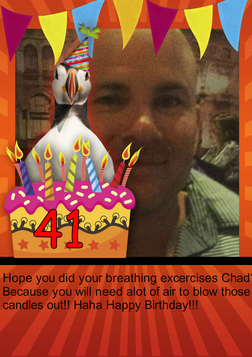 Humorous Fun Birthday Age Puffin Photo Card - card made with Crafty Bob's Card Creator