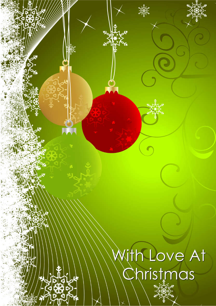 Beautiful Baubles Green Christmas Card Front - card made with Crafty Bob's Card Creator