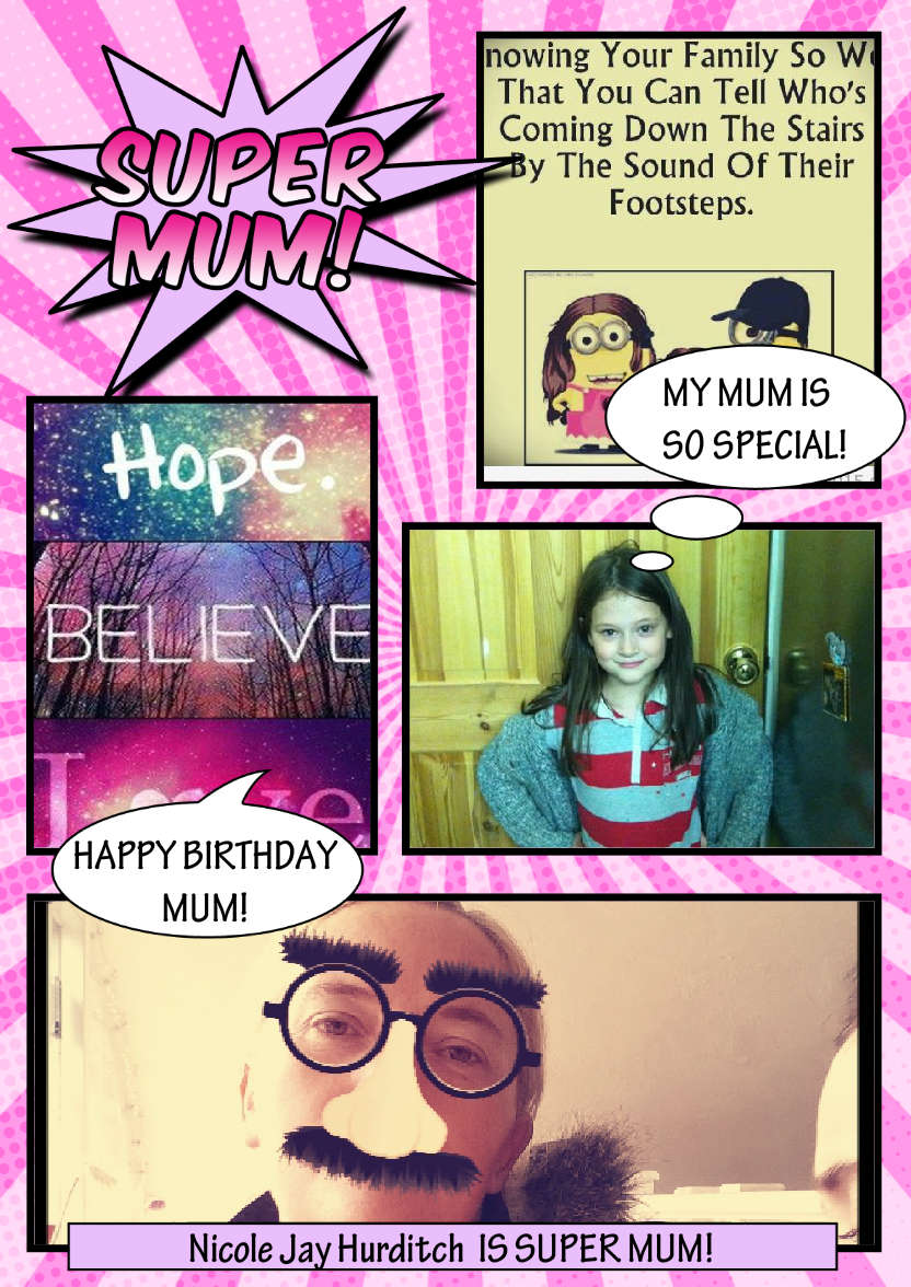 Comic Style Super Mum Photo Card - card made with Crafty Bob's Card Creator