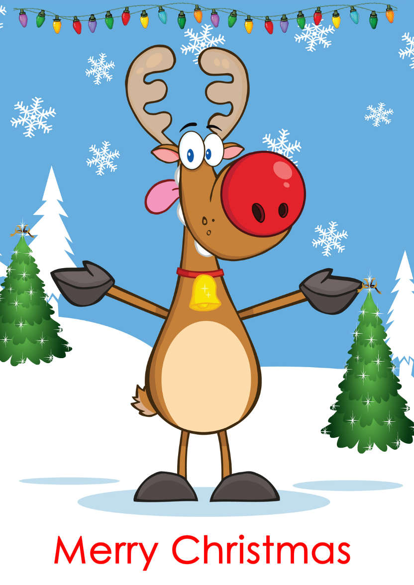 Cartoon Rudolph - card made with Crafty Bob's Card Creator