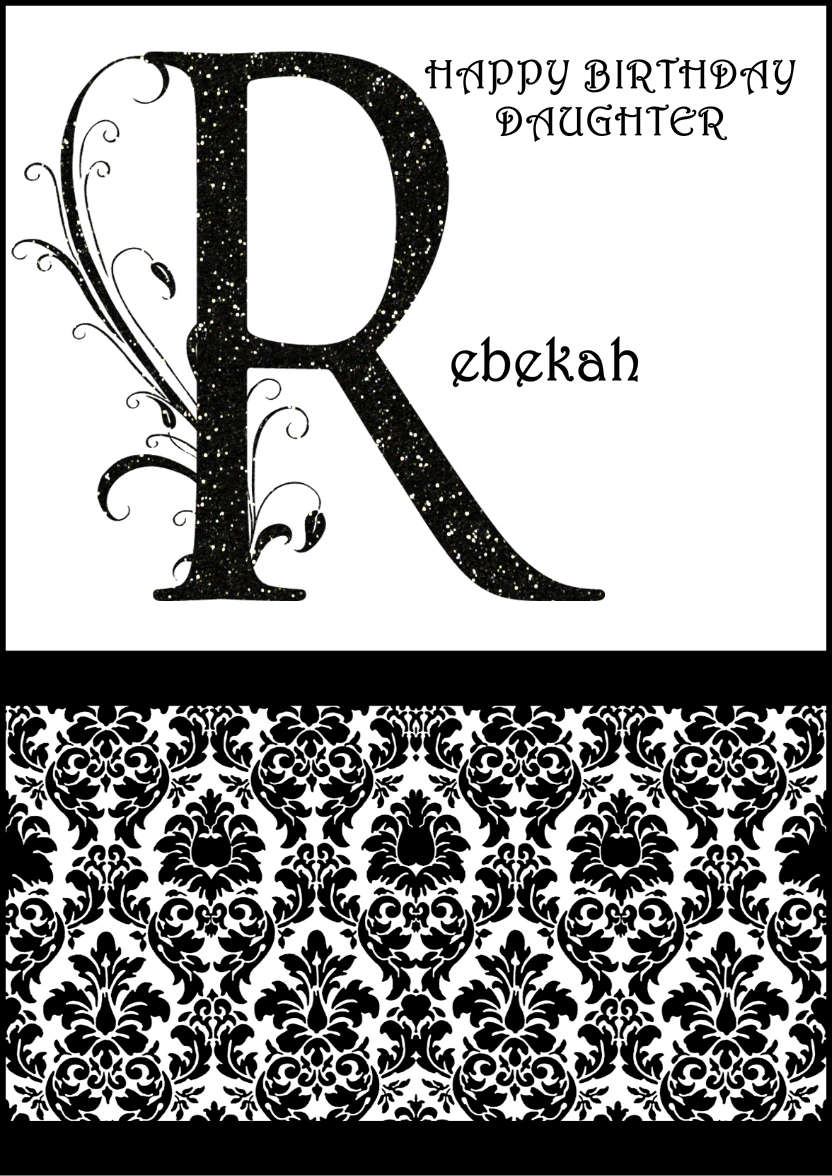 Damask Monogram Letter R Card - card made with Crafty Bob's Card Creator