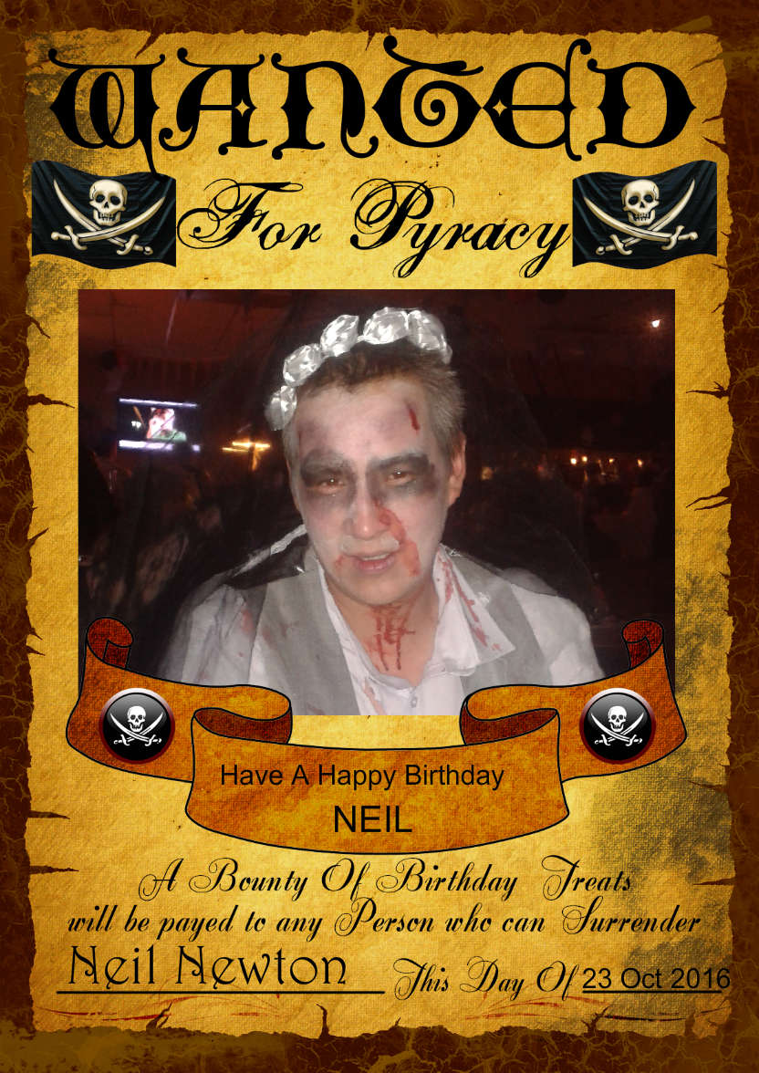 Fun Male Wanted Poster Birthday Card, Photo - card made with Crafty Bob's Card Creator