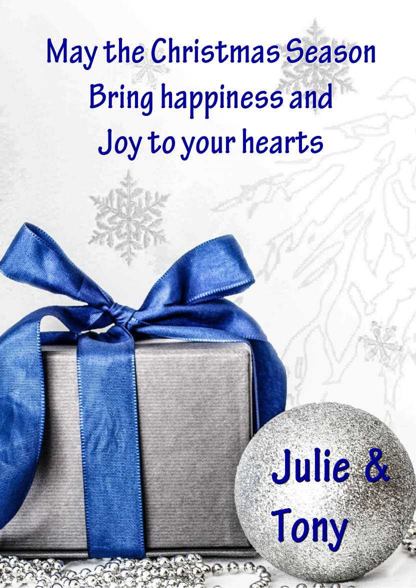 Christmas Gift and Bauble Silver - card made with Crafty Bob's Card Creator