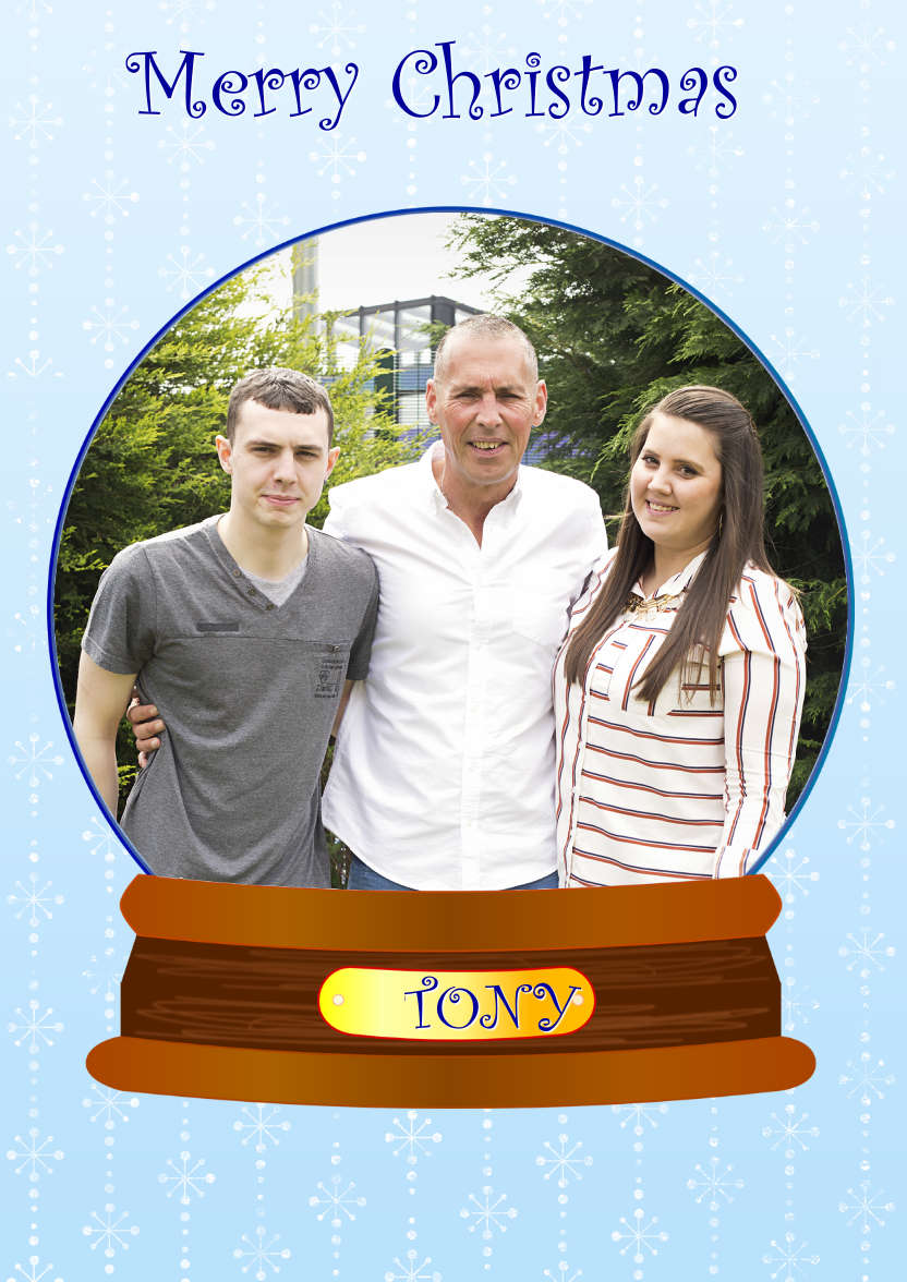 Christmas Snow Globe Photo Card - card made with Crafty Bob's Card Creator