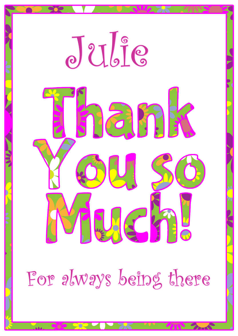 Thank You Floral Word Art Card Front - card made with Crafty Bob's Card Creator