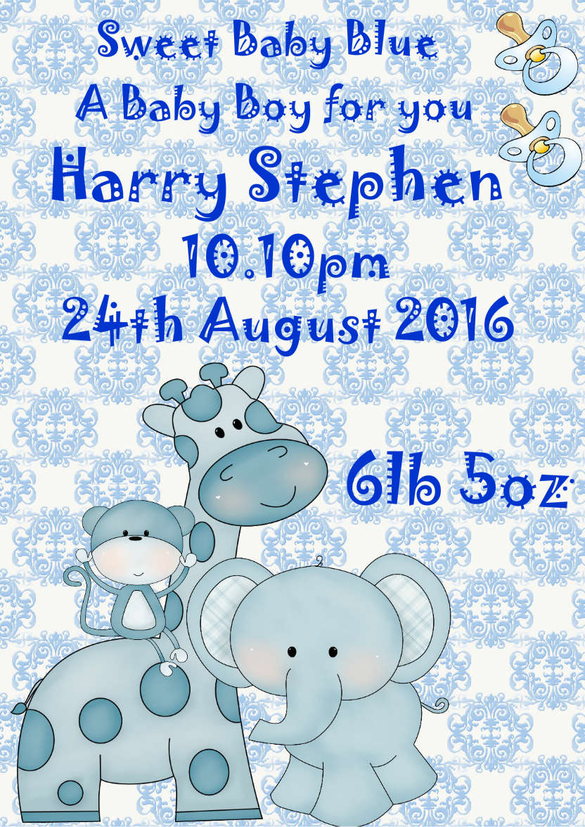 New Baby Boy - card made with Crafty Bob's Card Creator