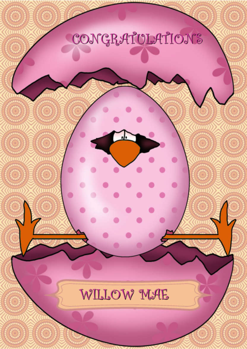 Yippee Chick Baby Girl - card made with Crafty Bob's Card Creator