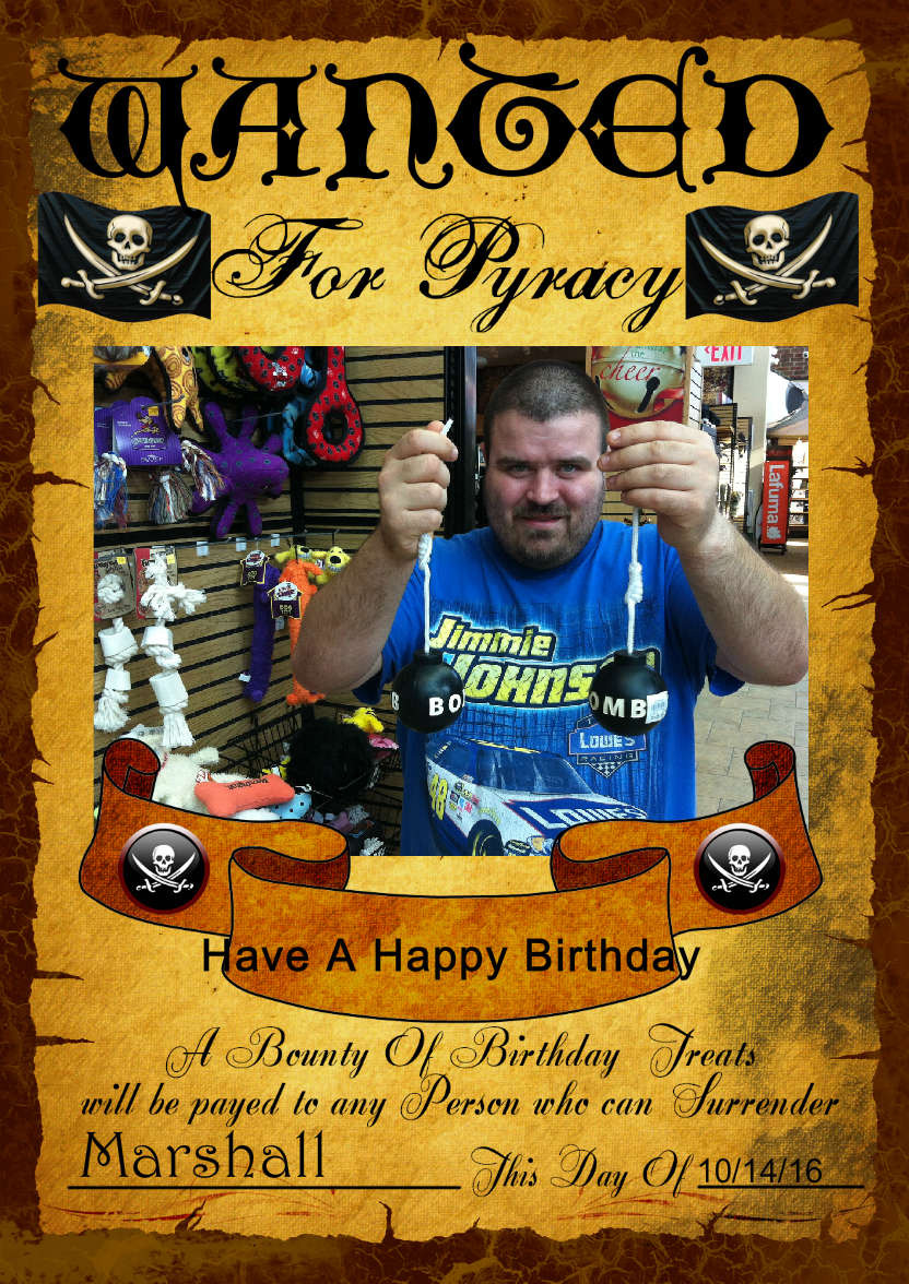 Fun Male Wanted Poster Birthday Card, Photo - card made with Crafty Bob's Card Creator