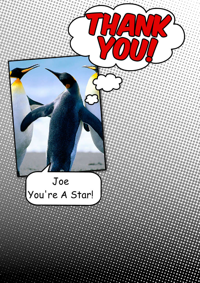 Comic Style Thank You Card Front - card made with Crafty Bob's Card Creator