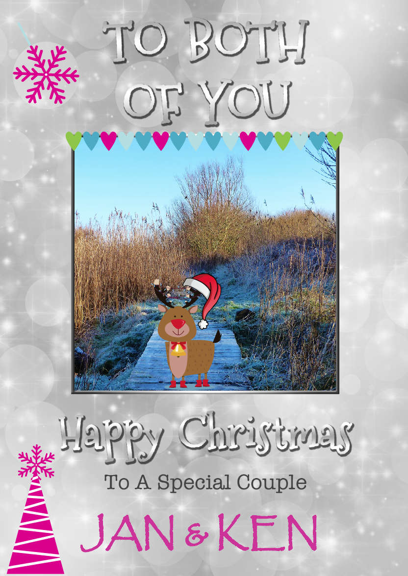 Silver Sparkle Christmas Couple - card made with Crafty Bob's Card Creator