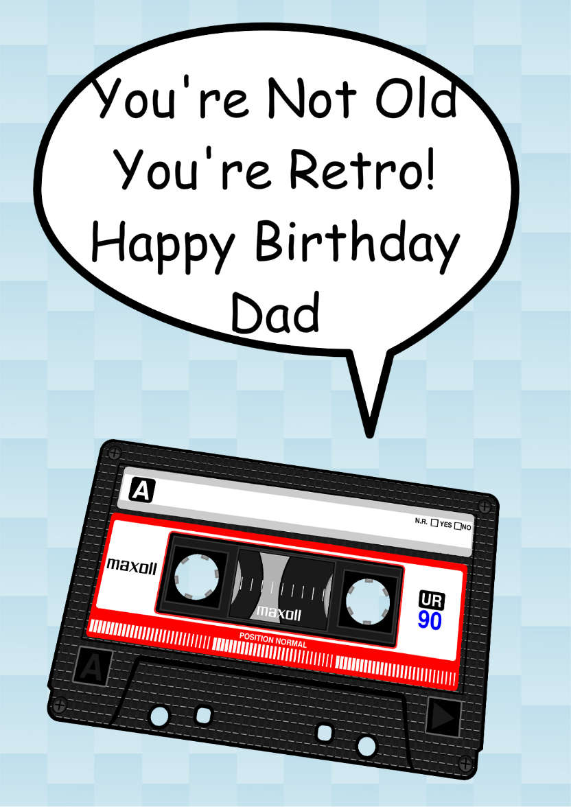 Retro Cassette Tape Card - card made with Crafty Bob's Card Creator