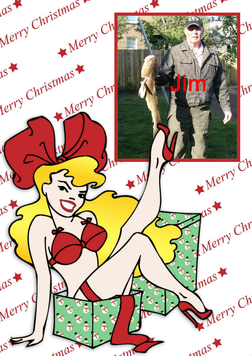 Sexy Cartoon Pin Up Christmas Aperture Card - card made with Crafty Bob's Card Creator