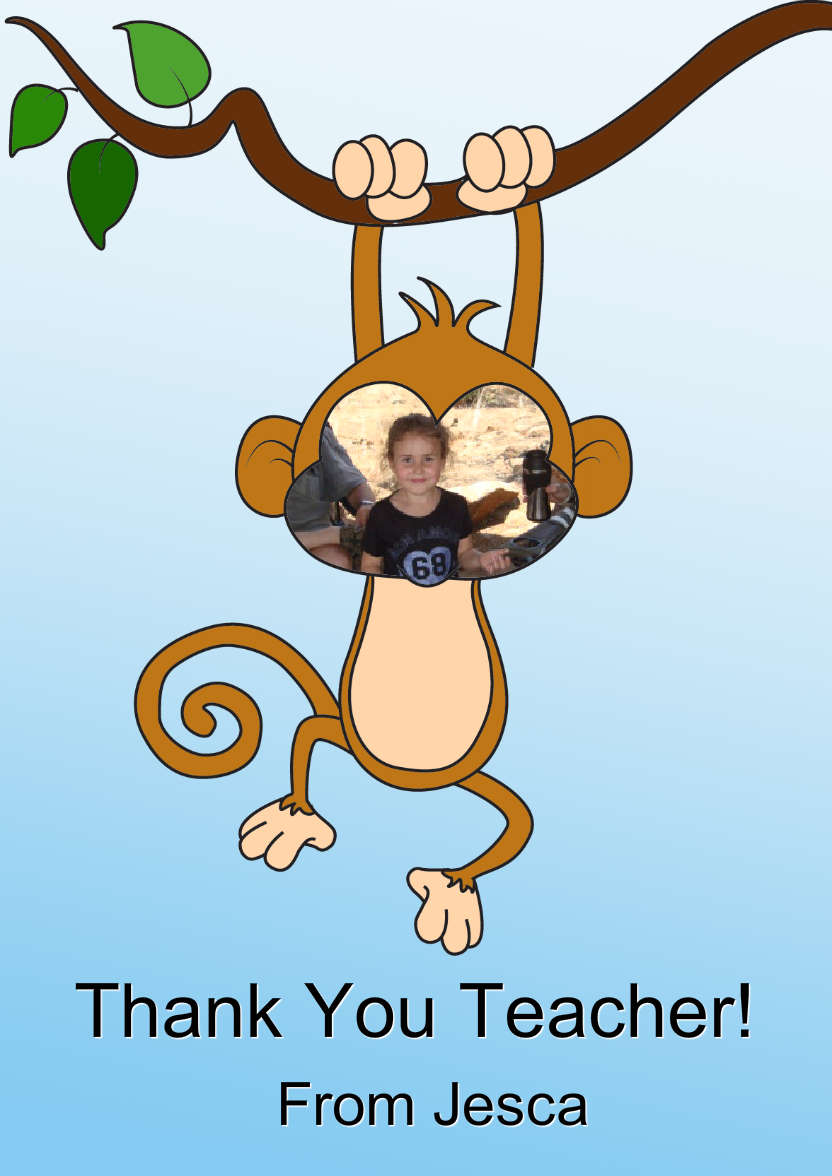 Little Monkey Aperture Card - card made with Crafty Bob's Card Creator