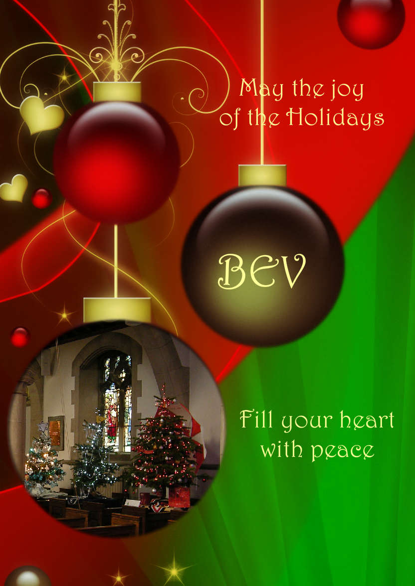 Red and Green Vintage Ornament Christmas Photo Card - card made with Crafty Bob's Card Creator