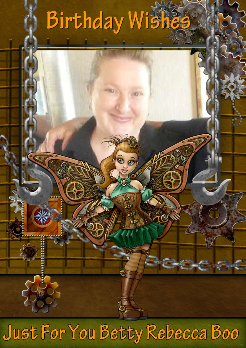 Custom Photo Greeting Card Steampunk Fairy - card made with Crafty Bob's Card Creator