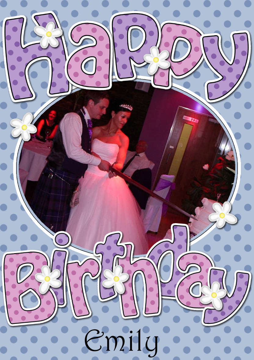 Birthday Dots & Flowers Photo Upload Card - card made with Crafty Bob's Card Creator
