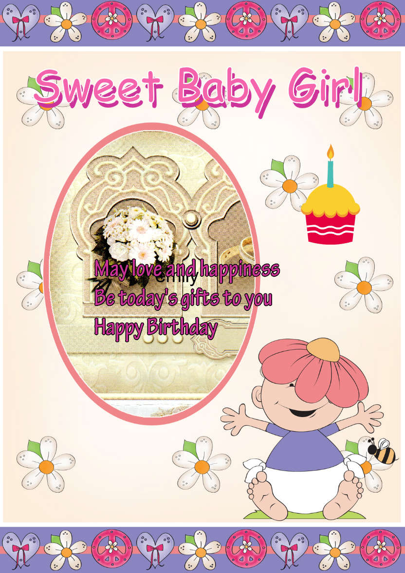 Flower Baby Girl Topper - card made with Crafty Bob's Card Creator