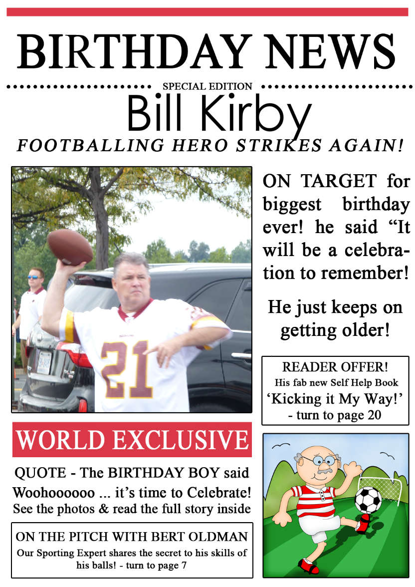 Football News Birthday Photo Upload Card - card made with Crafty Bob's Card Creator