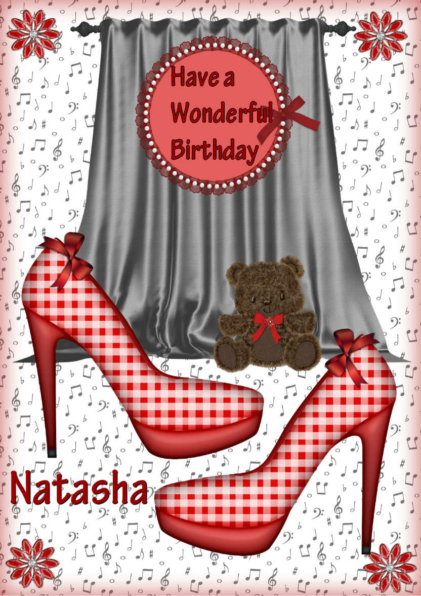 Stepping Out in Red Shoes - card made with Crafty Bob's Card Creator