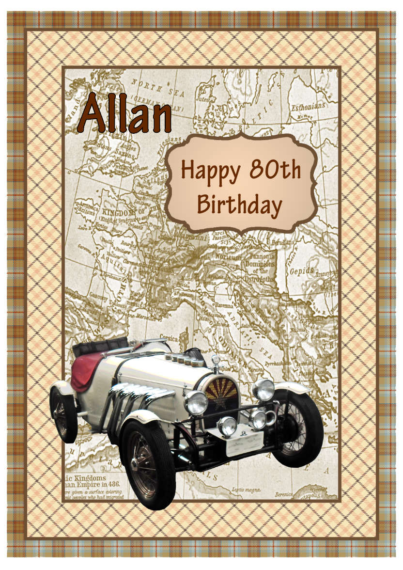 Sporty Vintage Car - card made with Crafty Bob's Card Creator