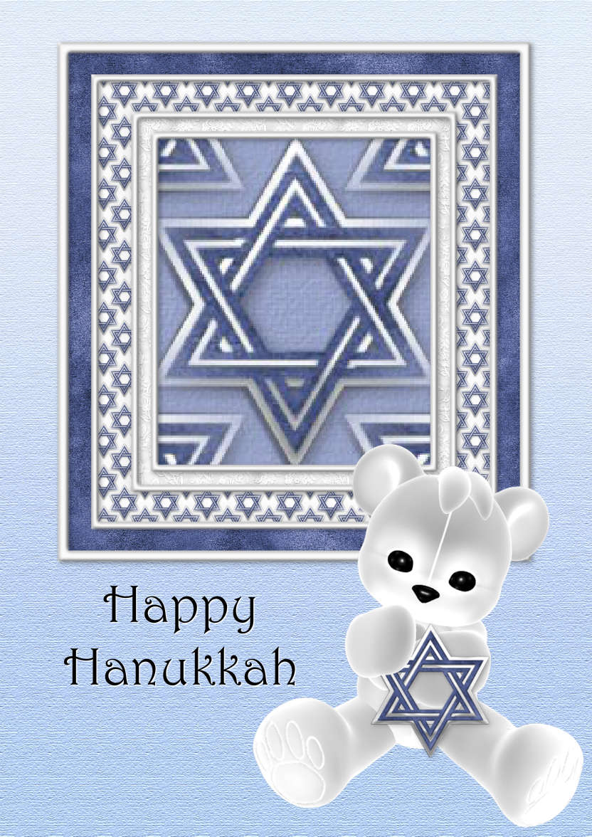 Hanukkah Teddy Aperture Frame Card - card made with Crafty Bob's Card Creator
