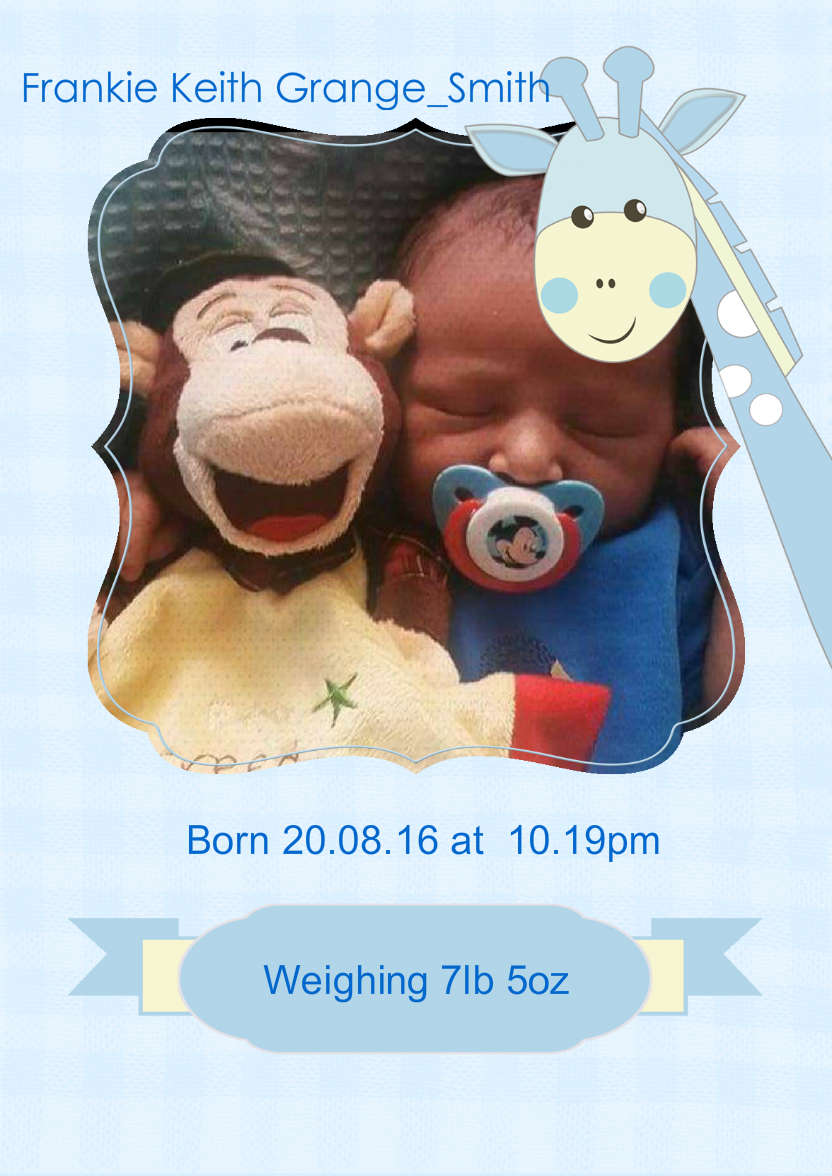 Baby Boy Giraffe Photo Card - card made with Crafty Bob's Card Creator