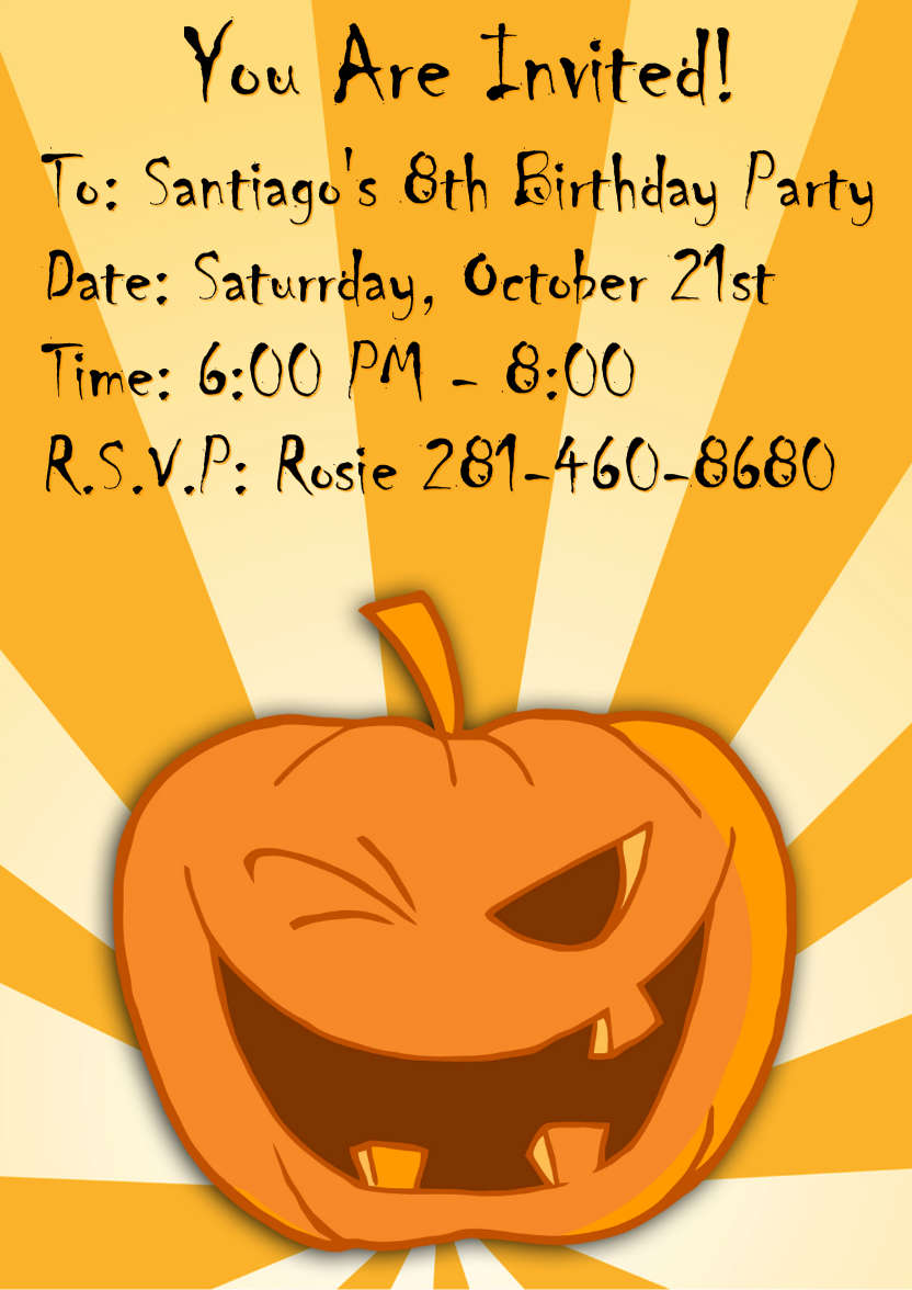 Scary Pumpkin Halloween Party Invitation - card made with Crafty Bob's Card Creator