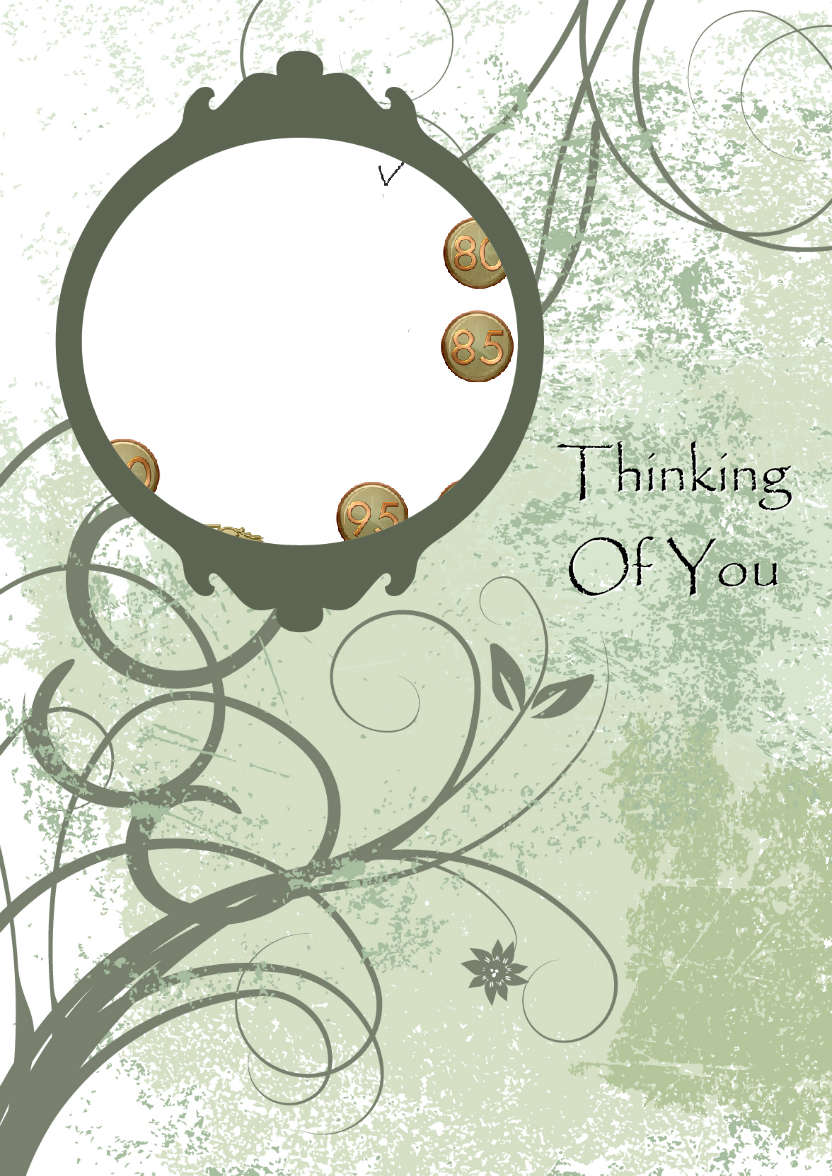 Green Floral Swirls Aperture Card Front - card made with Crafty Bob's Card Creator