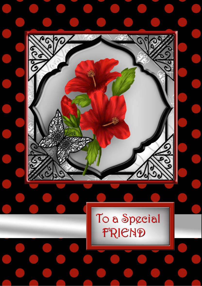 Red Flowers - card made with Crafty Bob's Card Creator