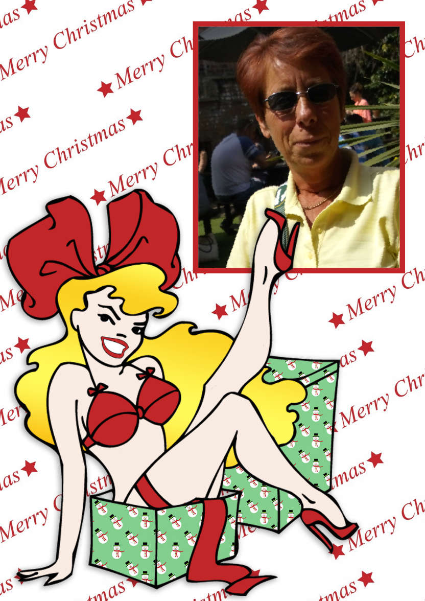 Sexy Cartoon Pin Up Christmas Aperture Card - card made with Crafty Bob's Card Creator