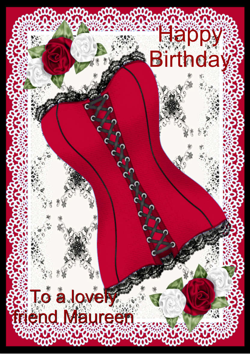 Red Hot Corset - card made with Crafty Bob's Card Creator