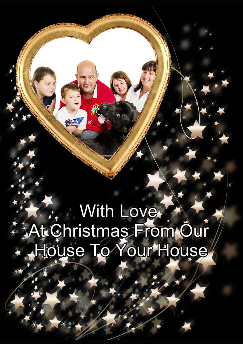 Gold Heart and Stars Photo Card - card made with Crafty Bob's Card Creator