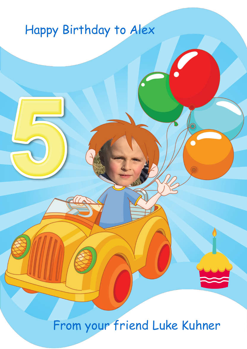 Happy 5th Birthday - card made with Crafty Bob's Card Creator