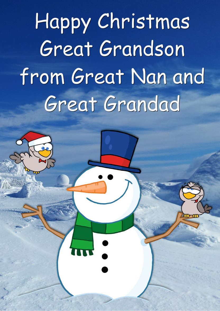 Snowman with Love Birds - card made with Crafty Bob's Card Creator