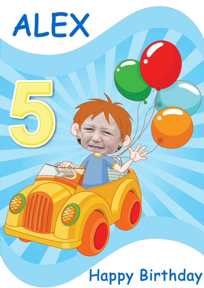 Happy 5th Birthday - card made with Crafty Bob's Card Creator