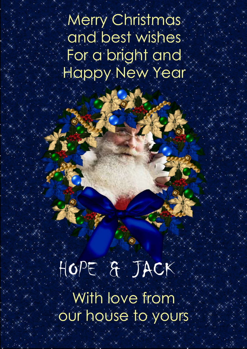 Blue Holly Wreath Christmas Photo Card - card made with Crafty Bob's Card Creator