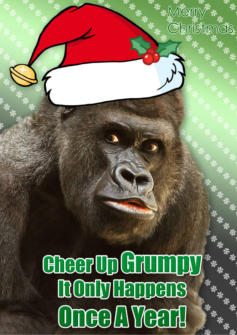 Grumpy Gorilla Christmas Card - card made with Crafty Bob's Card Creator