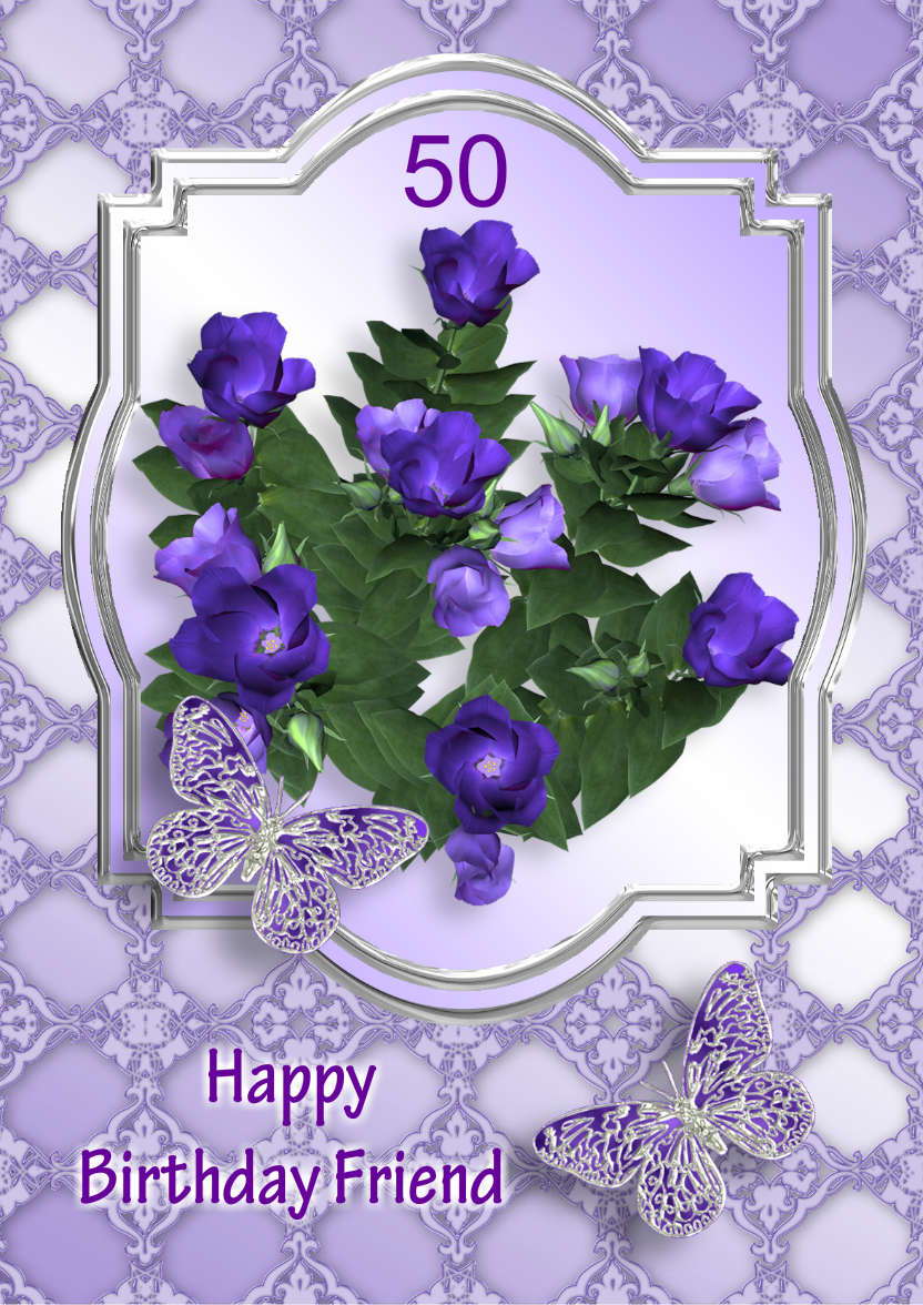 Purple Flowers - card made with Crafty Bob's Card Creator