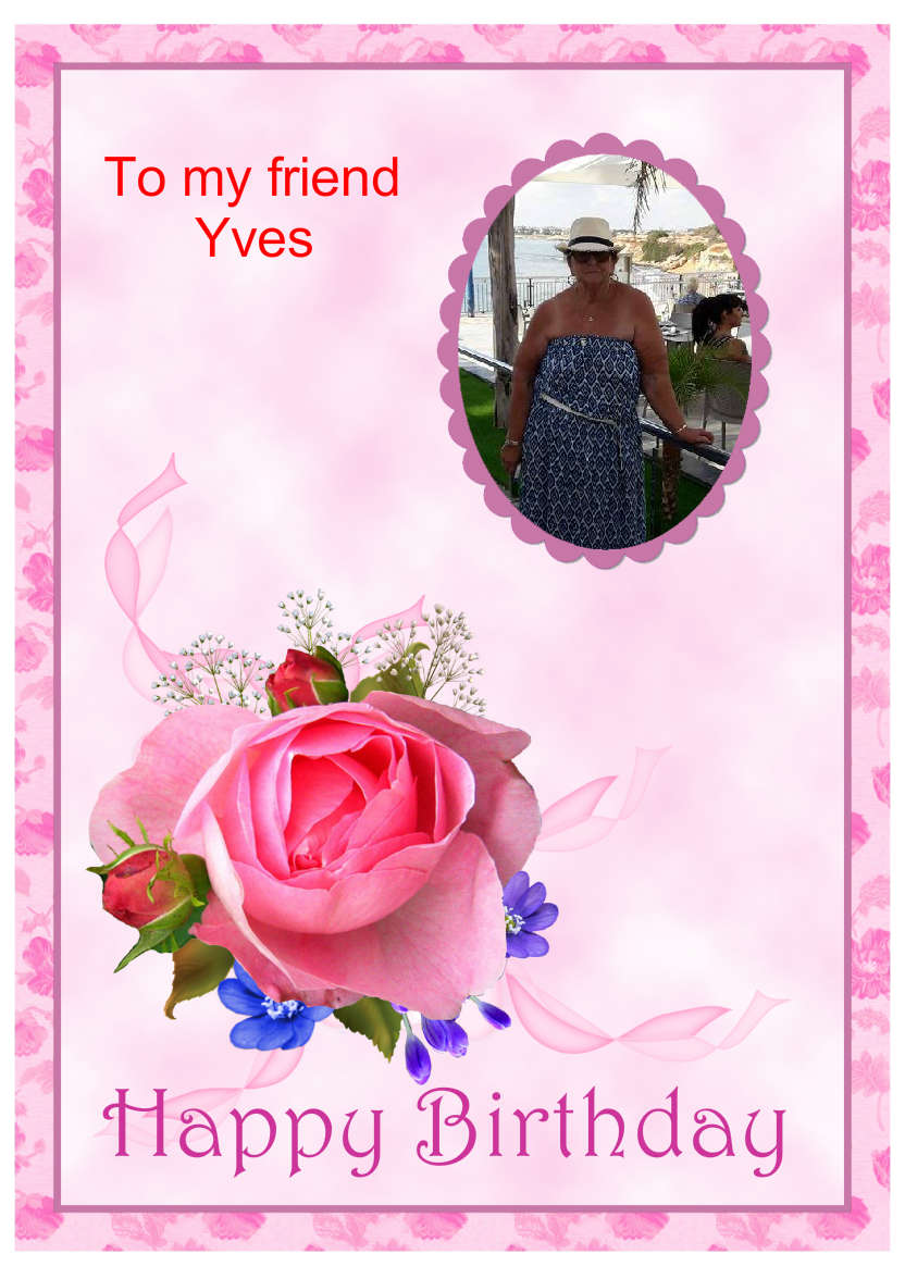 Pink Rose Spray - card made with Crafty Bob's Card Creator