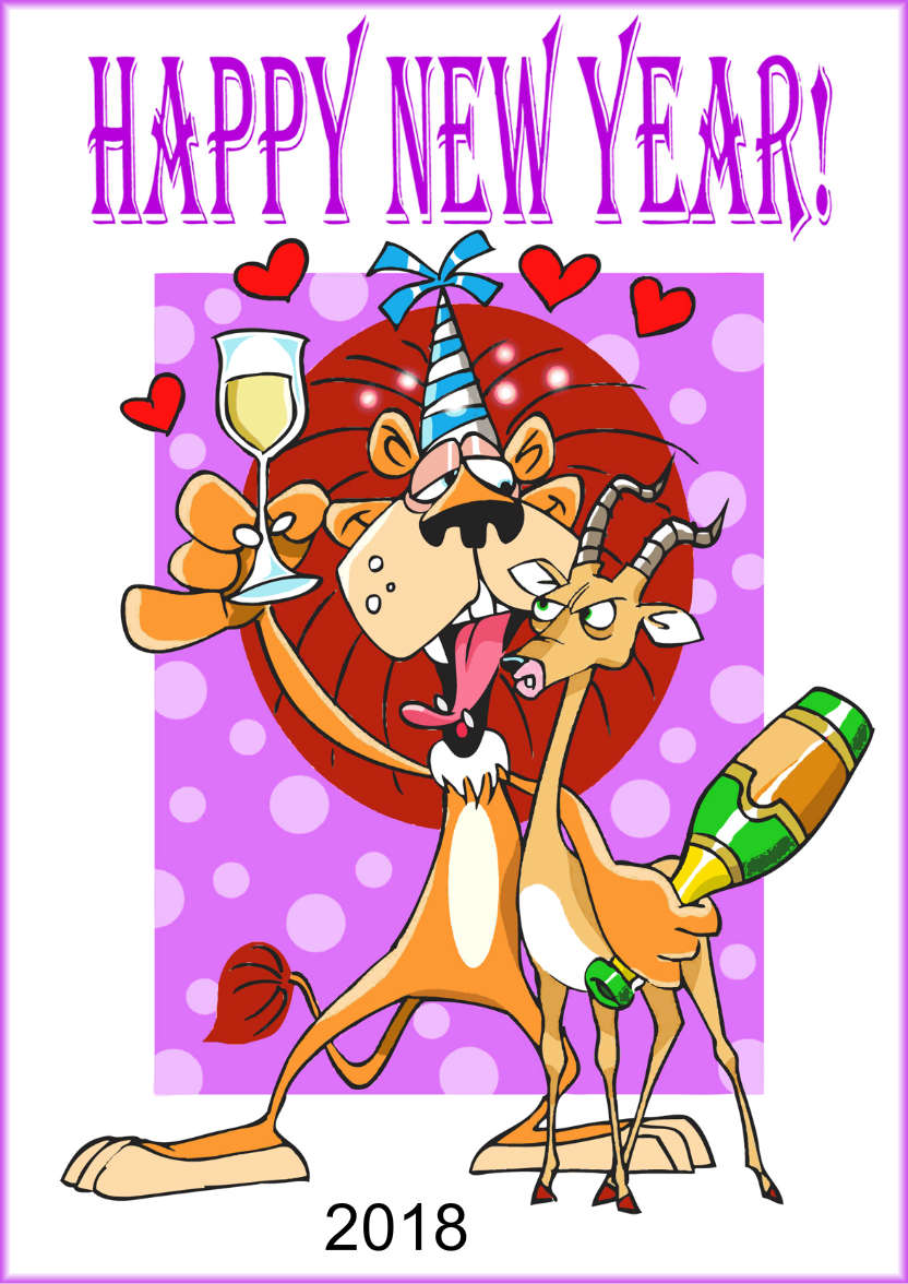 Drunk Lion Humorous New Year Card - card made with Crafty Bob's Card Creator