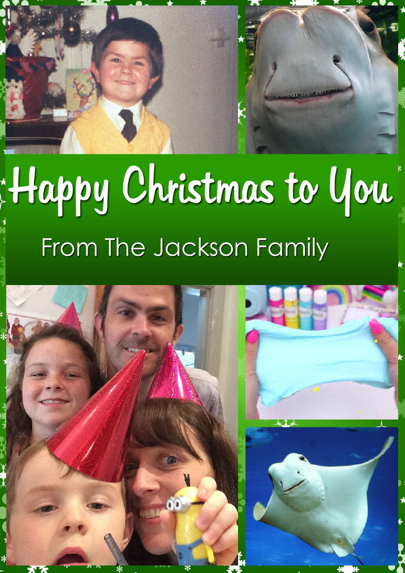 Green Multi Photo Christmas Card - card made with Crafty Bob's Card Creator