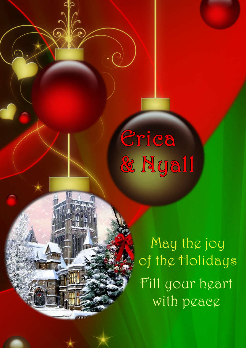 Red and Green Vintage Ornament Christmas Photo Card - card made with Crafty Bob's Card Creator