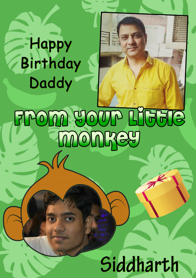 Little Monkey Photo Card - card made with Crafty Bob's Card Creator