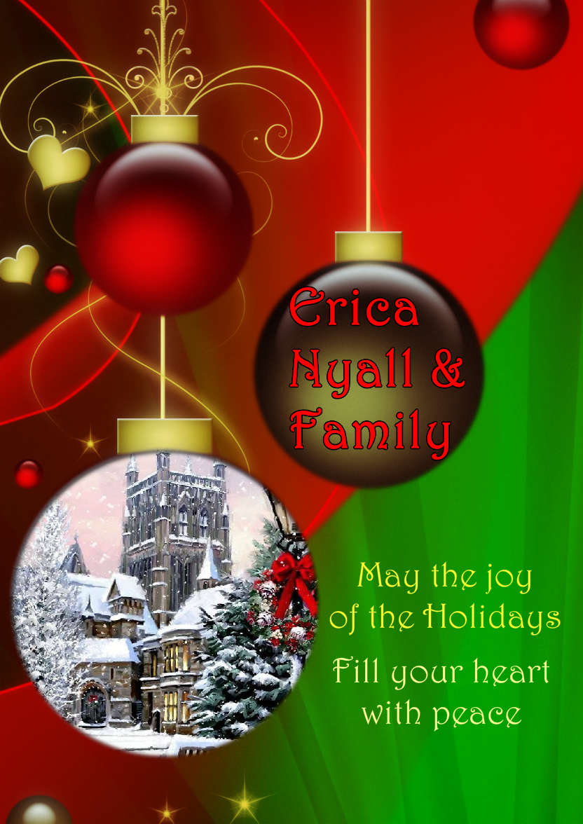 Red and Green Vintage Ornament Christmas Photo Card - card made with Crafty Bob's Card Creator